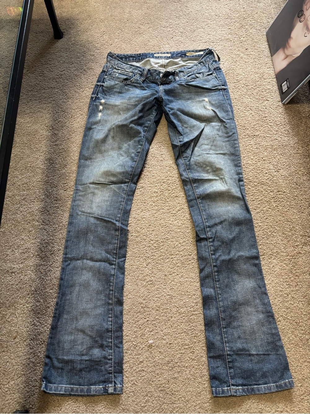 Guess Women's Light Blue Flare Jeans with Faded Distress